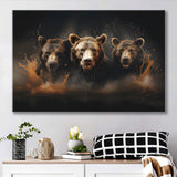 Three Brown Bear Canvas Prints Wall Art Home Decor, Painting Canvas, Living Room Wall Decor