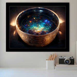 Tibetan Bowl Filled With Cosmic Soup, Framed Art Prints Wall Art Decor, Framed Picture