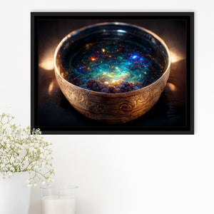 Tibetan Bowl Filled With Cosmic Soup, Framed Canvas Prints Wall Art Decor, Framed Picture