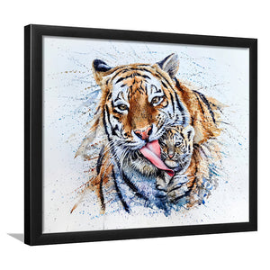 Tiger Cub Mom And Bab Framed Wall Art Print - Framed Art, Prints for Sale, Painting Art, Painting Prints
