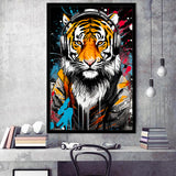 Tiger Wearing Headphone, Gaming Art, Gift For Kids, Painting Art, Framed Art Prints Wall Decor