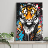Tiger Wearing Headphone, Gaming Art, Gift For Kids, Painting Art, Canvas Prints Wall Art Home Decor