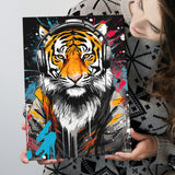 Tiger Wearing Headphone, Gaming Art, Gift For Kids, Painting Art, Canvas Prints Wall Art Home Decor
