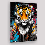 Tiger Wearing Headphone, Gaming Art, Gift For Kids, Painting Art, Canvas Prints Wall Art Home Decor