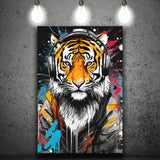 Tiger Wearing Headphone, Gaming Art, Gift For Kids, Painting Art, Canvas Prints Wall Art Home Decor