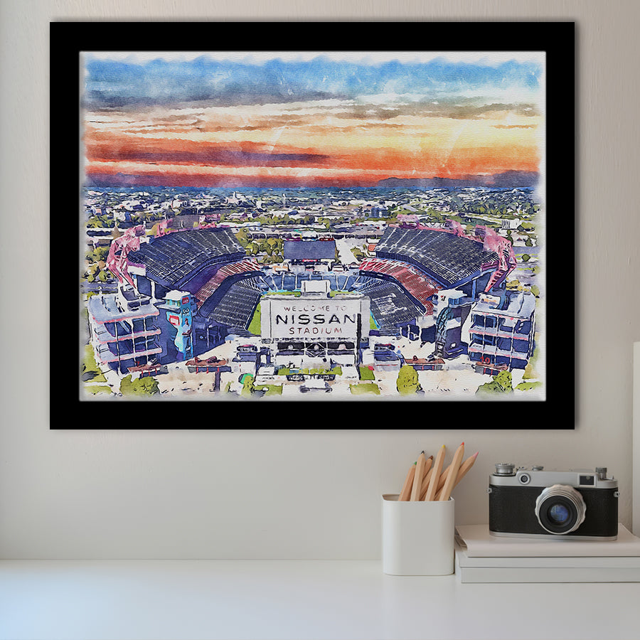 Titans Football Stadium Nissan Stadium Watercolor, Sport Prints Fan Gift, Framed Art Prints Wall Art Decor