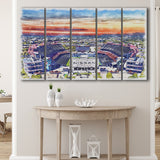 Titans Football Stadium Nissan Stadium Watercolor, 5 Pieces B, Multi Panel Canvas Prints Wall Art Decor
