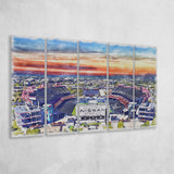 Titans Football Stadium Nissan Stadium Watercolor, 5 Pieces B, Multi Panel Canvas Prints Wall Art Decor