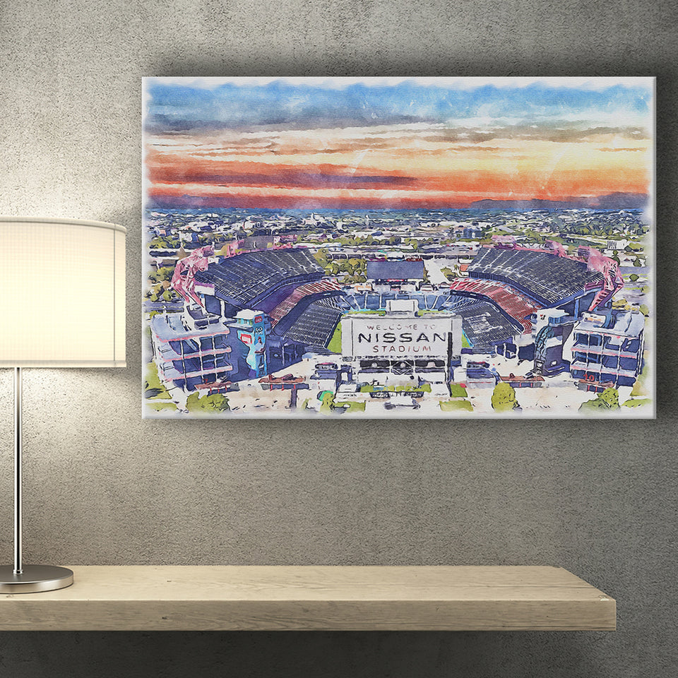 Titans Football Stadium Nissan Stadium Watercolor, Sport Art Prints Fan Gift, Canvas Prints Wall Art Decor