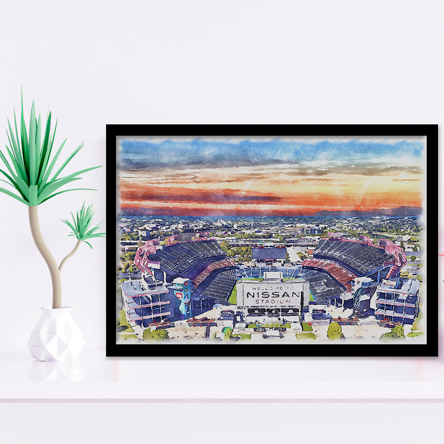 Titans Football Stadium Nissan Stadium Watercolor, Sport Prints Fan Gift, Framed Art Prints Wall Art Decor