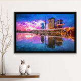 Tokyo Japan Skyline On Sumida River City Art Watercolor Framed Canvas Prints Wall Art Home Decor,Floating Frame