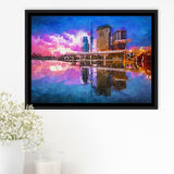 Tokyo Japan Skyline On Sumida River City Art Watercolor Framed Canvas Prints Wall Art Home Decor,Floating Frame
