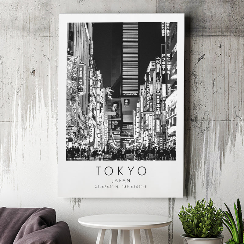 Tokyo, Japan Black And White Art Canvas Prints Wall Art Home Decor