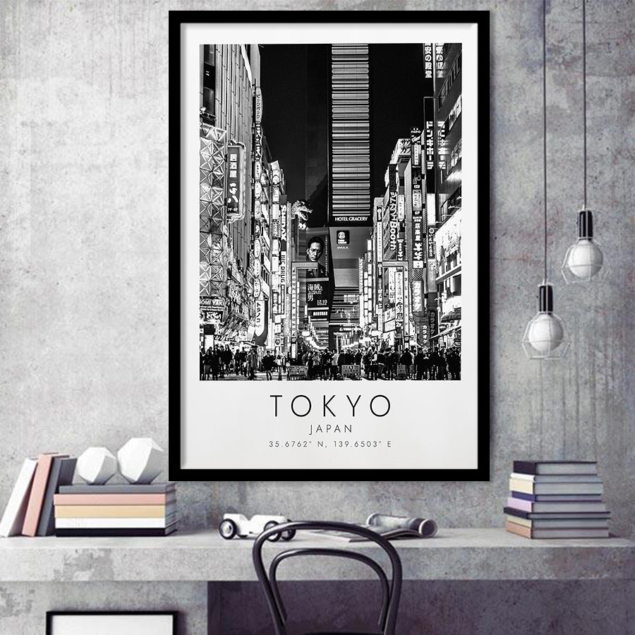 Tokyo, Japan Black And White Art Framed Art Prints Wall Art Decor, Framed Picture