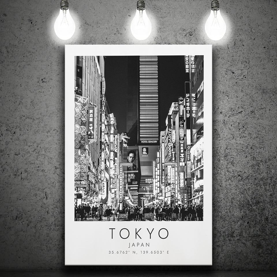 Tokyo, Japan Black And White Art Canvas Prints Wall Art Home Decor