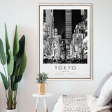 Tokyo, Japan Black And White Art Framed Canvas Prints Wall Art Home Decor, Floating Frame