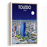 Toledo OH Art V1, Large Canvas, Framed Canvas Print Wall Art Home Decor, Floating Frame
