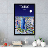 Toledo OH Art V1, Large Canvas, Framed Canvas Print Wall Art Home Decor, Floating Frame