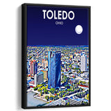 Toledo OH Art V1, Large Canvas, Framed Canvas Print Wall Art Home Decor, Floating Frame