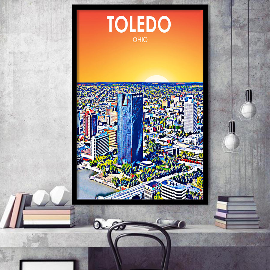Toledo OH Art, City Art Print, Framed Art Print Wall Art Home Decor, Framed Picture