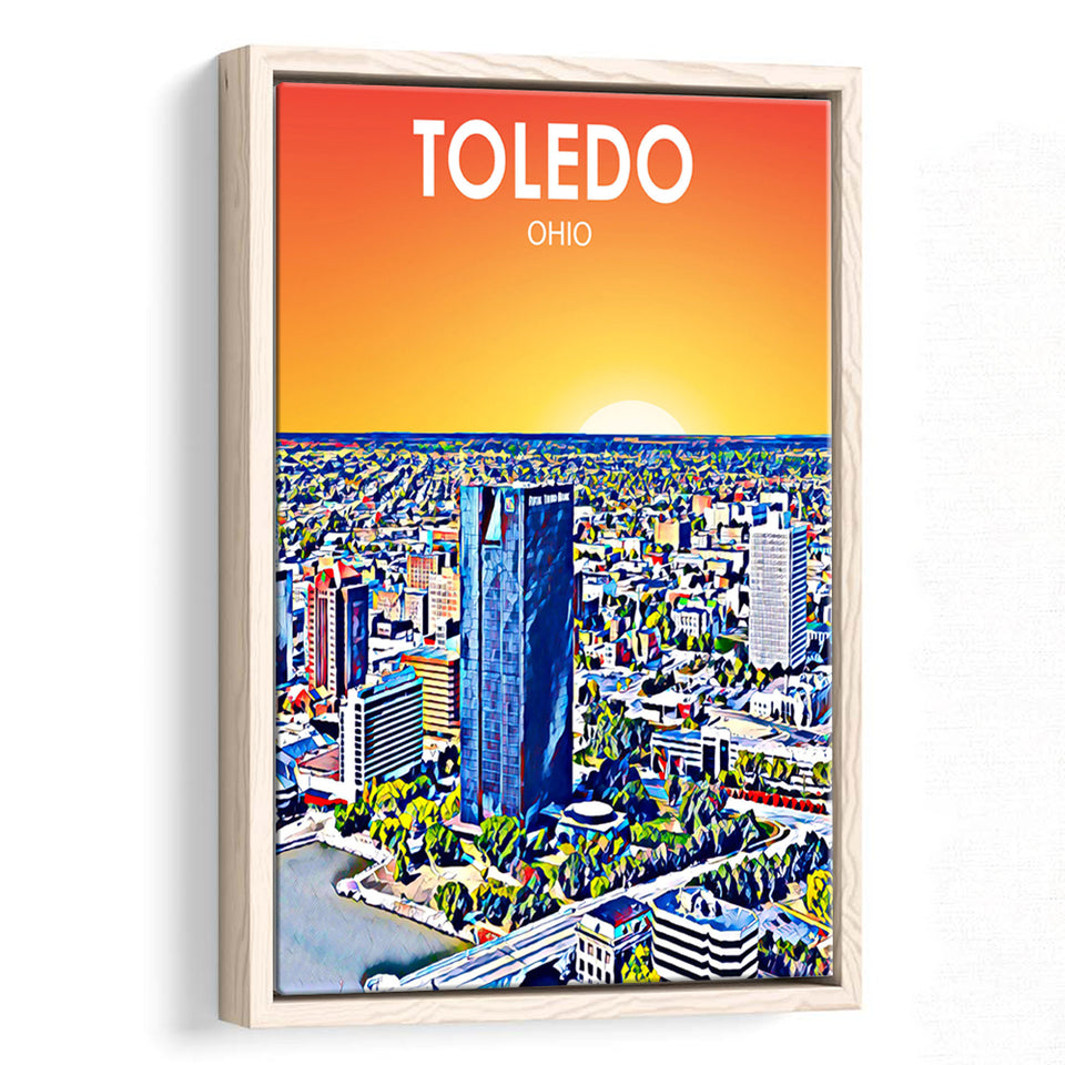 Toledo OH Art, Large Canvas, Framed Canvas Print Wall Art Home Decor, Floating Frame
