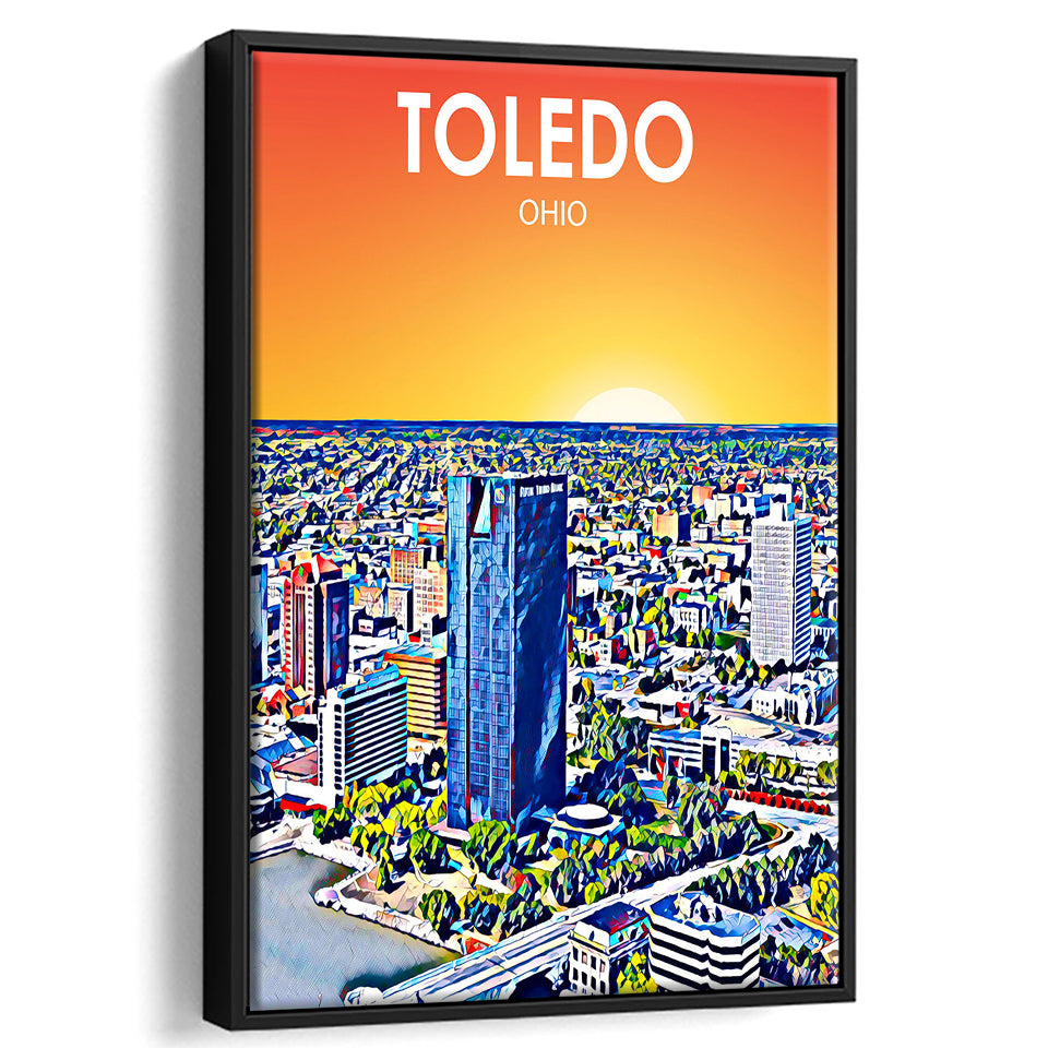 Toledo OH Art, Large Canvas, Framed Canvas Print Wall Art Home Decor, Floating Frame