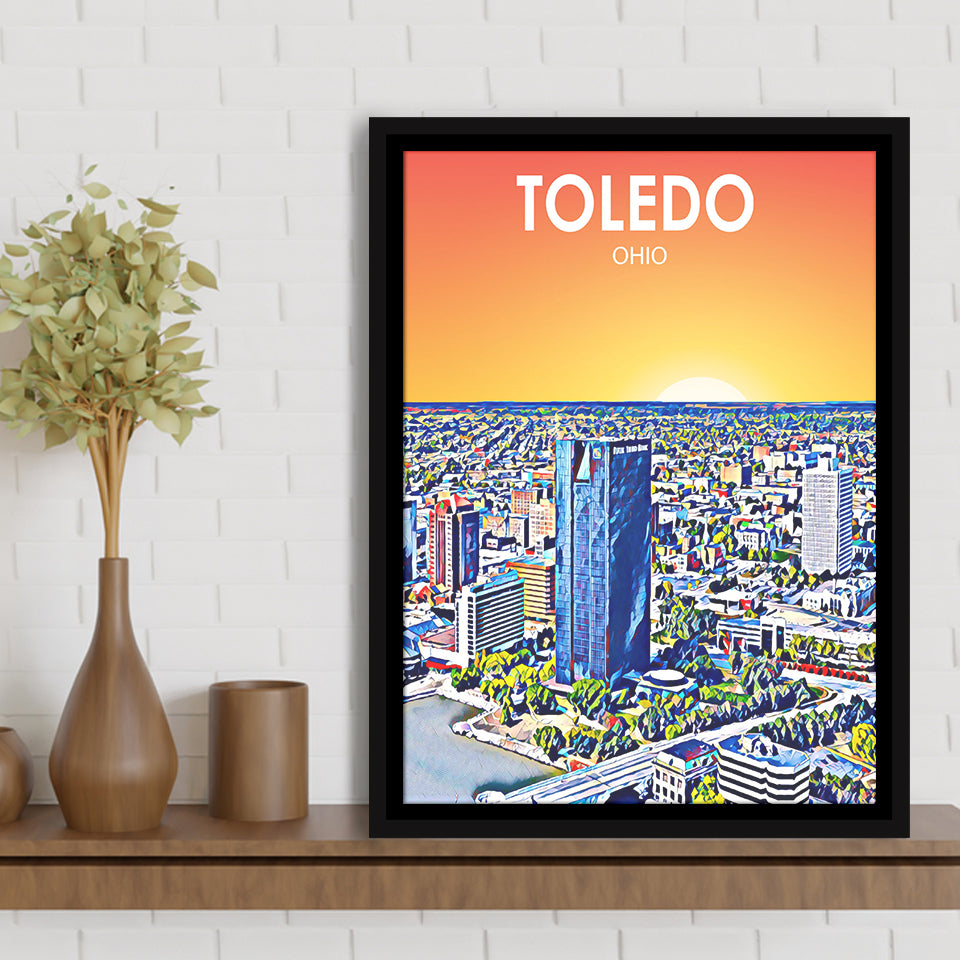 Toledo OH Art, Large Canvas, Framed Canvas Print Wall Art Home Decor, Floating Frame