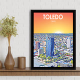 Toledo OH Art, Large Canvas, Framed Canvas Print Wall Art Home Decor, Floating Frame