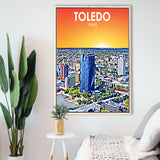 Toledo OH Art, Large Canvas, Framed Canvas Print Wall Art Home Decor, Floating Frame