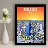 Toledo OH Art, City Art Print, Framed Art Print Wall Art Home Decor, Framed Picture