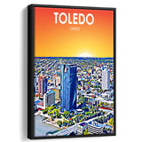 Toledo OH Art, Large Canvas, Framed Canvas Print Wall Art Home Decor, Floating Frame