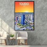 Toledo OH Art, Large Canvas, Framed Canvas Print Wall Art Home Decor, Floating Frame