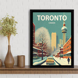 Toronto Canada Retro Art Print, Large Canvas, Framed Canvas Print Wall Art Home Decor, Floating Frame