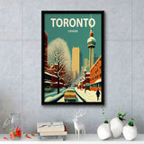 Toronto Canada Retro Art Print, Large Canvas, Framed Canvas Print Wall Art Home Decor, Floating Frame