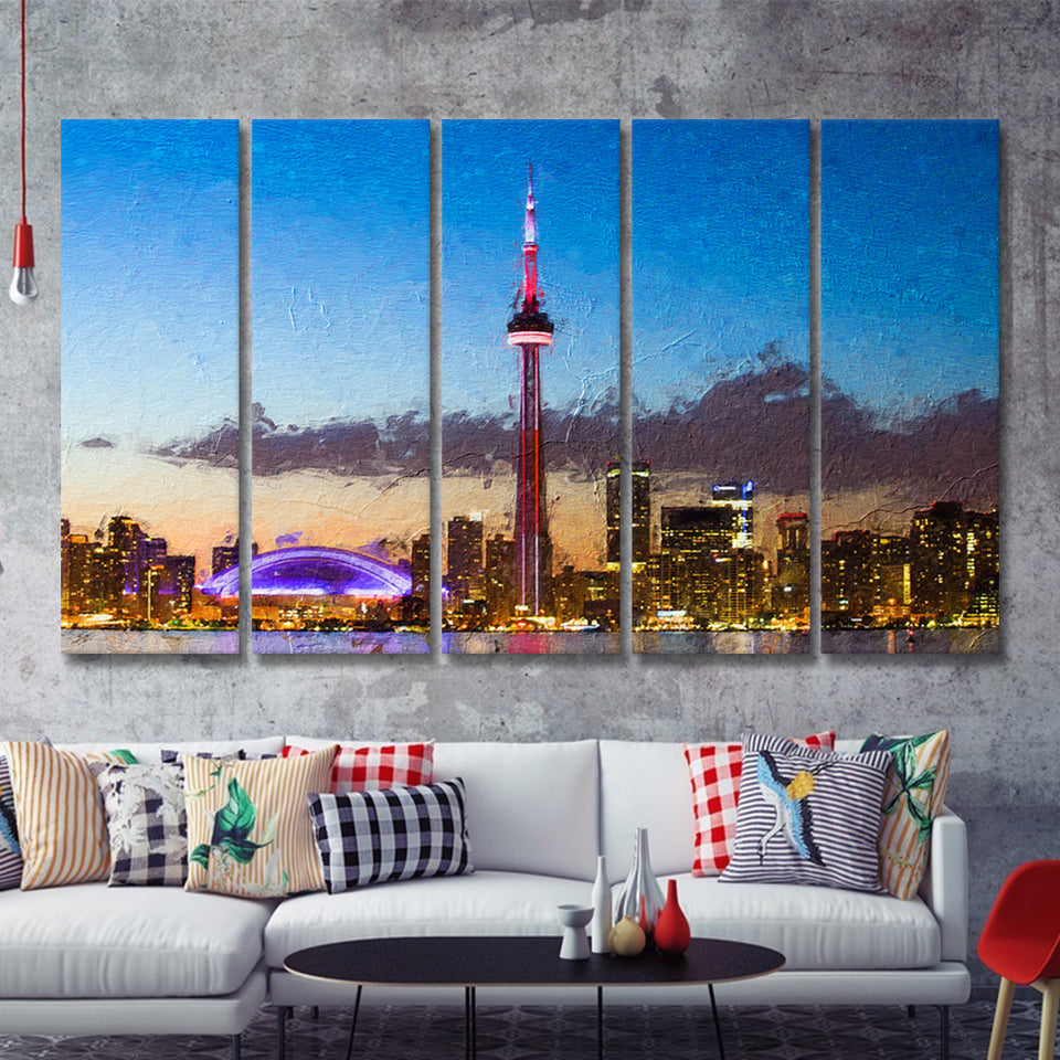 Toronto City 5 Piece B Canvas Prints Wall Art Decor - Painting Canvas, Multi Panels
