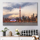 Toronto Stunning Skyline at Sunset High CN Tower Canvas Prints Wall Art Decor - Paiting Canvas, Art Prints, Wall Decor, For Sale