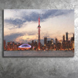 Toronto Stunning Skyline at Sunset High CN Tower Canvas Prints Wall Art Decor - Paiting Canvas, Art Prints, Wall Decor, For Sale