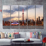 Toronto Stunning Skyline at Sunset High CN Tower 5 Piece B Canvas Prints Wall Art Decor - Painting Canvas, Multi Panels