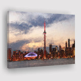Toronto Stunning Skyline at Sunset High CN Tower Canvas Prints Wall Art Decor - Paiting Canvas, Art Prints, Wall Decor, For Sale