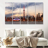 Toronto Stunning Skyline at Sunset High CN Tower 5 Piece B Canvas Prints Wall Art Decor - Painting Canvas, Multi Panels