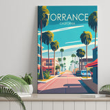 Torrance California Retro Art Print ,City Art Print, Large Canvas, Canvas Print Wall Art Home Decor
