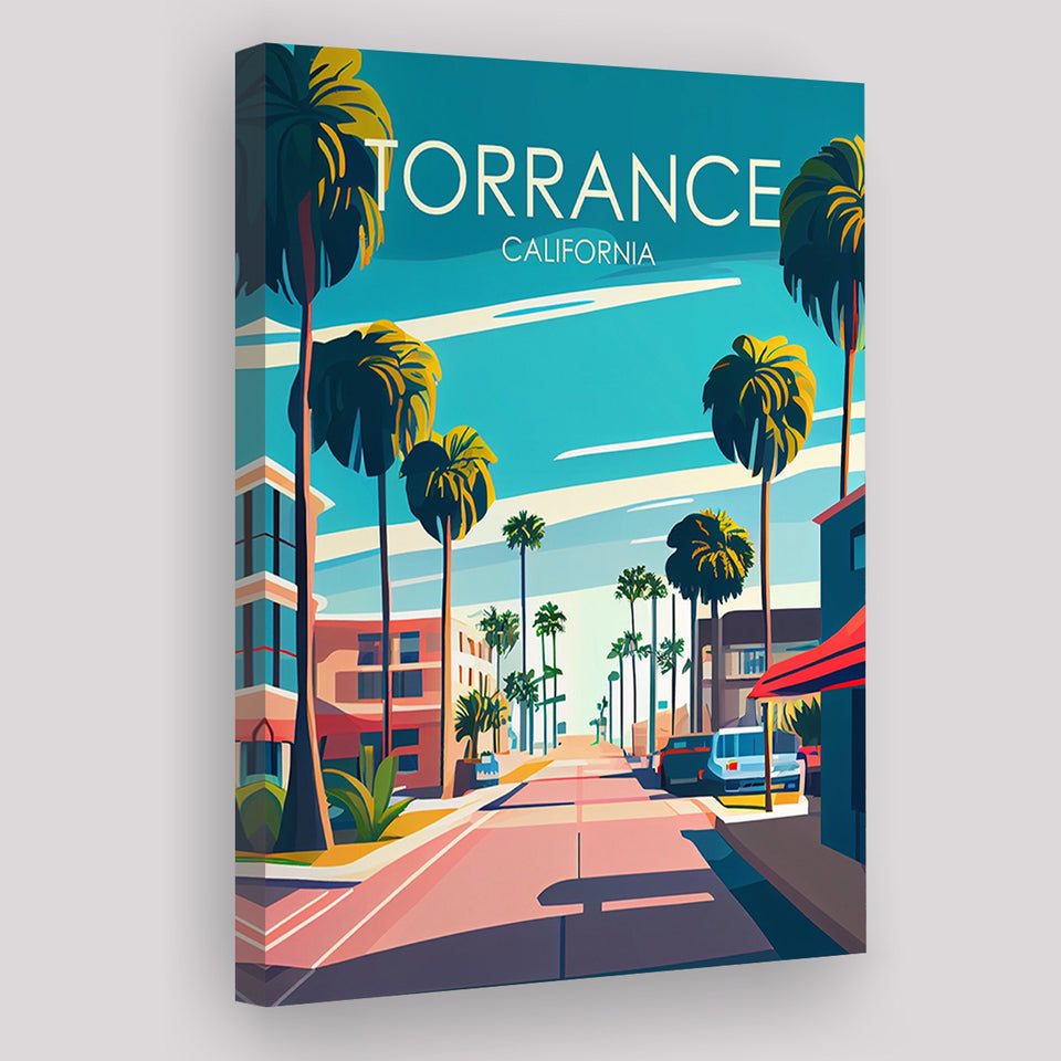 Torrance California Retro Art Print ,City Art Print, Large Canvas, Canvas Print Wall Art Home Decor