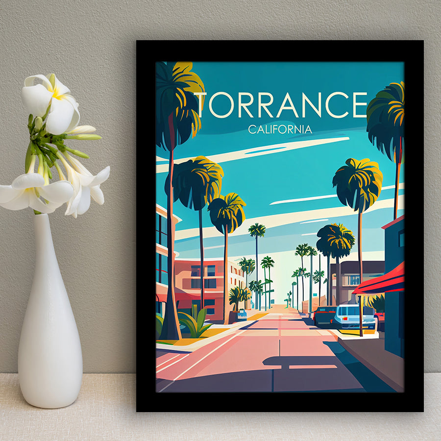 Torrance California Retro Art Print, City Art Print, Framed Art Print Wall Art Home Decor, Framed Picture
