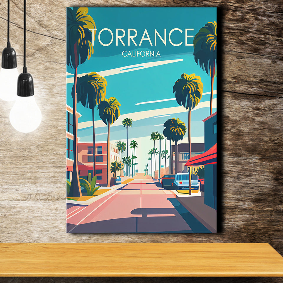 Torrance California Retro Art Print ,City Art Print, Large Canvas, Canvas Print Wall Art Home Decor