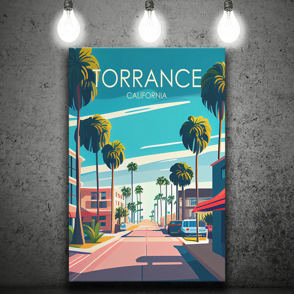 Torrance California Retro Art Print ,City Art Print, Large Canvas, Canvas Print Wall Art Home Decor