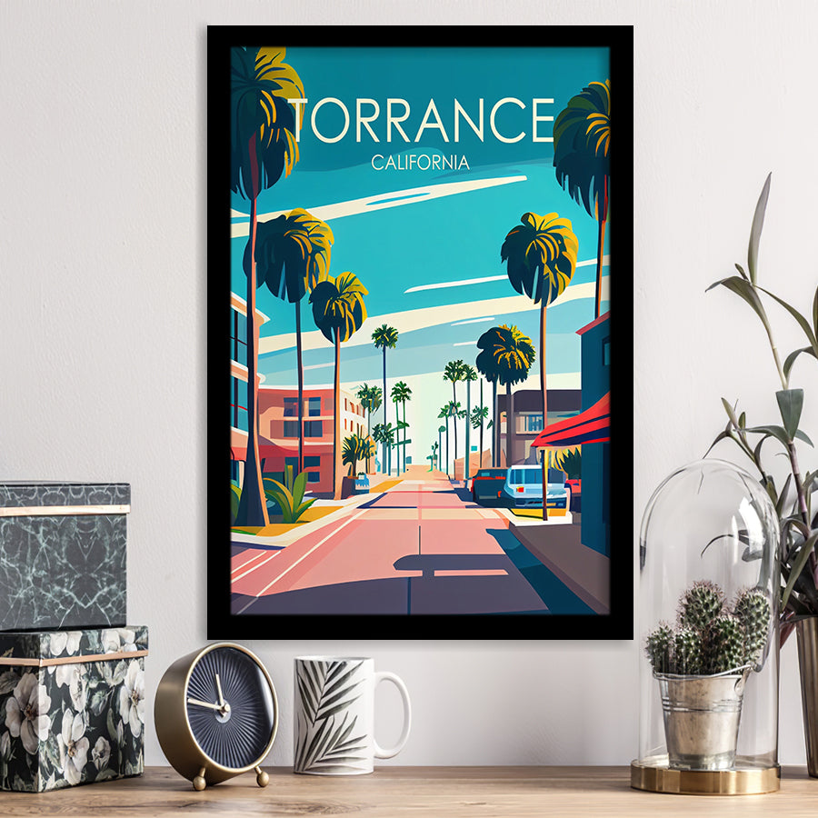 Torrance California Retro Art Print, City Art Print, Framed Art Print Wall Art Home Decor, Framed Picture
