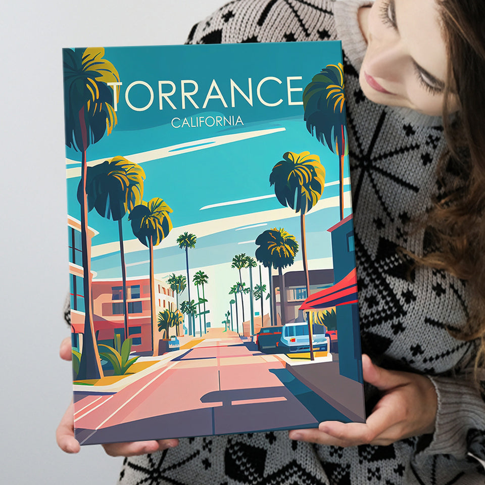 Torrance California Retro Art Print ,City Art Print, Large Canvas, Canvas Print Wall Art Home Decor