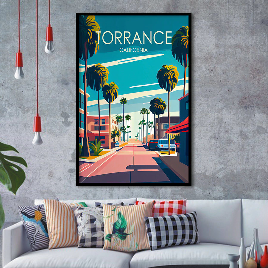 Torrance California Retro Art Print, City Art Print, Framed Art Print Wall Art Home Decor, Framed Picture