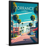 Torrance California Retro Art Print, City Art Print, Framed Art Print Wall Art Home Decor, Framed Picture