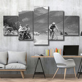 Tour De France 1950, Gino Bartali, Cycling Bike, 5 Panel Canvas Prints Wall Art,Mixed Canvas, Large Canvas